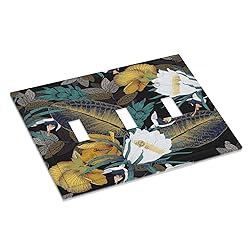 Vintage Floral Black Yellow Leaf White Flower 3