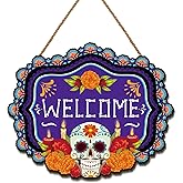 Day of The Dead Decorations Dia De Los Muertos Wooden Door Sign Mexican Sugar Skull Marigolds Floral Decor Day of The Dead Decorations for Home Party
