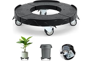 Humagineer Trash Can Dolly Wheels, Adjustable 15-19 Inch Round Roller with Locking Wheels 440 LBS Heavy Duty Drum Cart Multi Function Rolling Dollies Stand Plant Caddy, Black