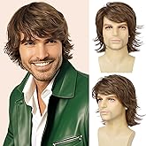 YTbeauty Mens Light Brown Wig Short Layered Men Wig Heat Resistant Synthetic Male Wig for Daily Costume Halloween Party