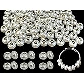 PAMIR TONG White Pearl European Large Hole Beads for Jewelry Making - 110pcs 14mm Beadable Spacer Beads for Pens, Necklaces, Bracelets & DIY Projects