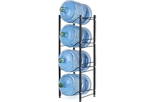 MOOACE 4-Tier Water Jug Rack, 5 Gallon Detachable Water Bottle Holder for Kitchen, Office, Home, Black