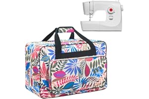 Haroranax Sewing Machine Carrying Case, Sewing Machine Carrying Case Tote Bag, Universal Tote Storage Bag with Pockets and Handles, Suitable for Most Standard Singer, Janome (Milk White)