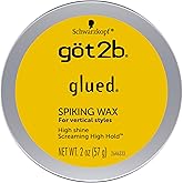 got2b Glued Spiking Hair Wax, 2 Fl Oz, High Shine and Hold, Sculpting Hair Pomade for Men and Women for Spiky &amp; Edgy Looks, Lightweight, Washes Out Easily, Suitable for Short to Medium Hair