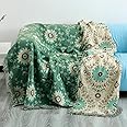 6-Layer Soft Throw Blanket for Couch, Boho 100% Cotton Blankets & Throws Floral Farmhouse Bed Throw Blanket Thick Warm Cozy Rustic Throw for Couch Bed Living Room Decor Furniture Protector, 79"*90"