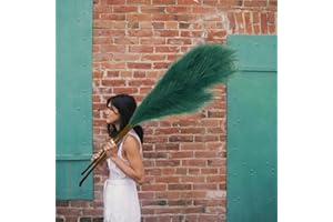 GUSALOO Artificial Faux Pampas Grass Large, 47"/120cm Bundle of 3 Fake Artificial Pampas Grass Decor Tall Fluffy Stems, Floor Vase Filler for Living Room Kitchen Decor Boho Decor Wedding -Dark Green