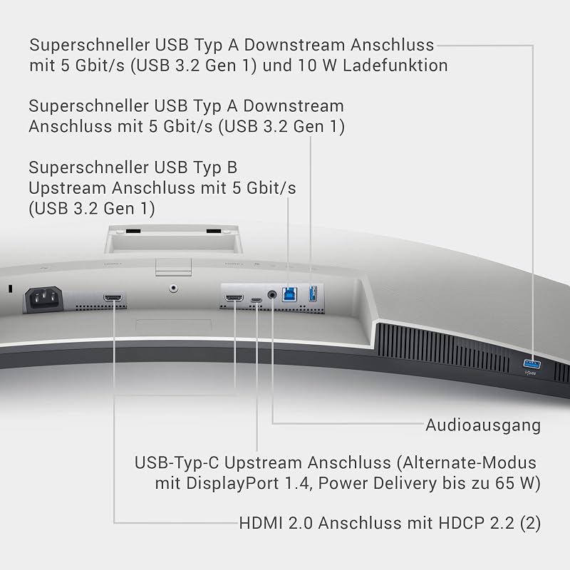 S3423DWC USB-C 34 Zoll WQHD (3440x1440) 21:9 1800R Curved Monitor, 100Hz, VA, 4ms, AMD FreeSync, 99% sRGB, Eingebaute Lautsprecher, USB-C, 2x HDMI, 3x USB, 3 Jahre Garantie