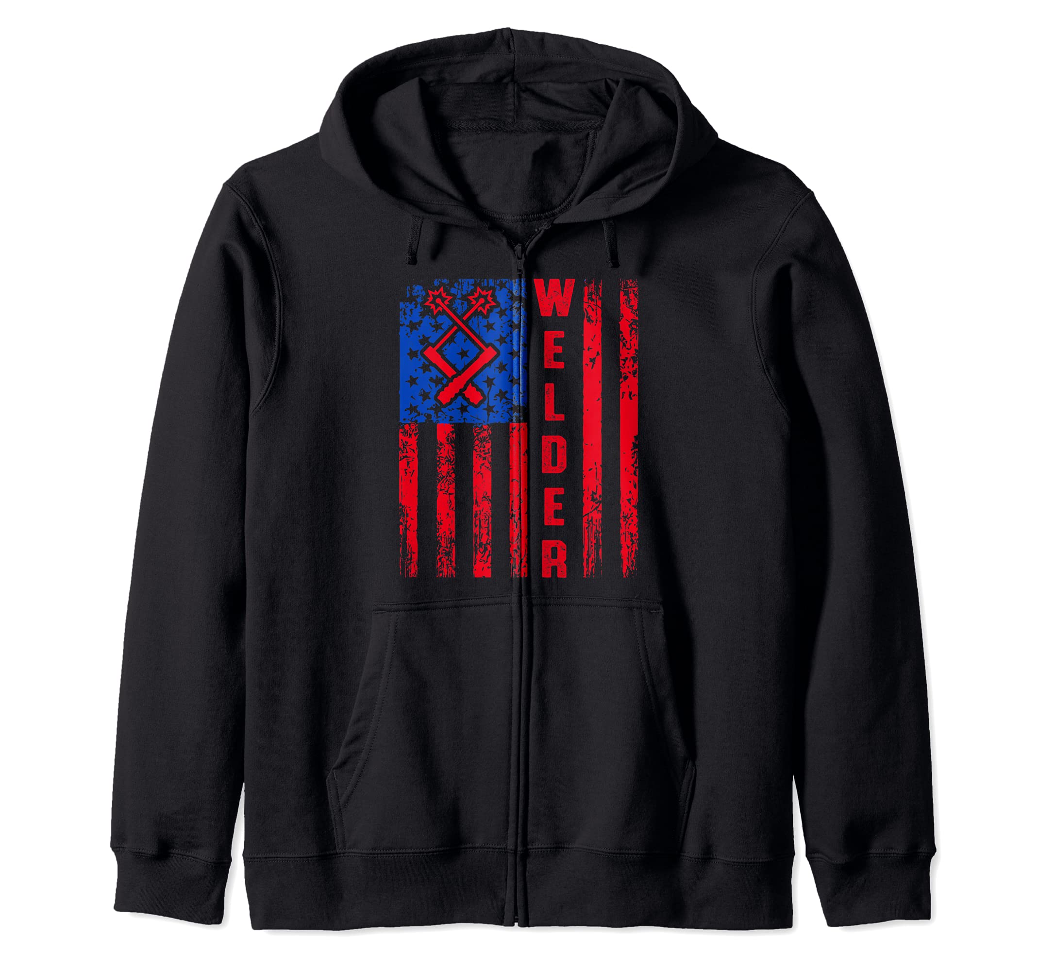 American Flag Welder Engineer Patriotic Engineering Welding Zip Hoodie