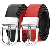 Falari Reversible Belt Genuine Leather Fashion Belt With Single Prong Buckle For Women Youth Kids (1 Belt for 2 Colors)