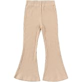 Noomelfish Girls Ribbed Flared Pants Cotton Ruffle Leggings Bell Bottoms (4-12 Years)