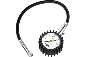 TireTek Tire Gauge 0-60 PSI - Tire Pressure Gauge for Truck, Car, Motorcycle, ATV, and SUV with Flexible Air Chuck and ANSI B