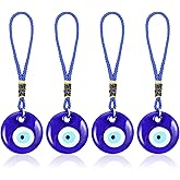 4 Pcs Evil Eye Charm Hanging Pendant Car Ornament, Turkish Glass Evil Eye Decor Amulet Good Luck & Protection for Car, Home, and Office Decor Gift
