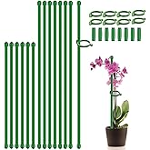 Plant Stakes 17inch &amp;11inch SupKing Adjustable Length Plant Support Stake 16Pcs Orchid Stick with Clips for Indoor Outdoor,Garden Pole for Potted Tomato Amaryllis Vegetables Comes with 20 Ties (Green)