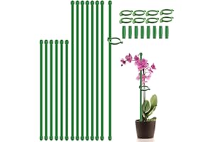 Plant Stakes 17inch &11inch SupKing Adjustable Length Plant Support Stake 16Pcs Orchid Stick with Clips for Indoor Outdoor,Garden Pole for Potted Tomato Amaryllis Vegetables Comes with 20 Ties (Green)