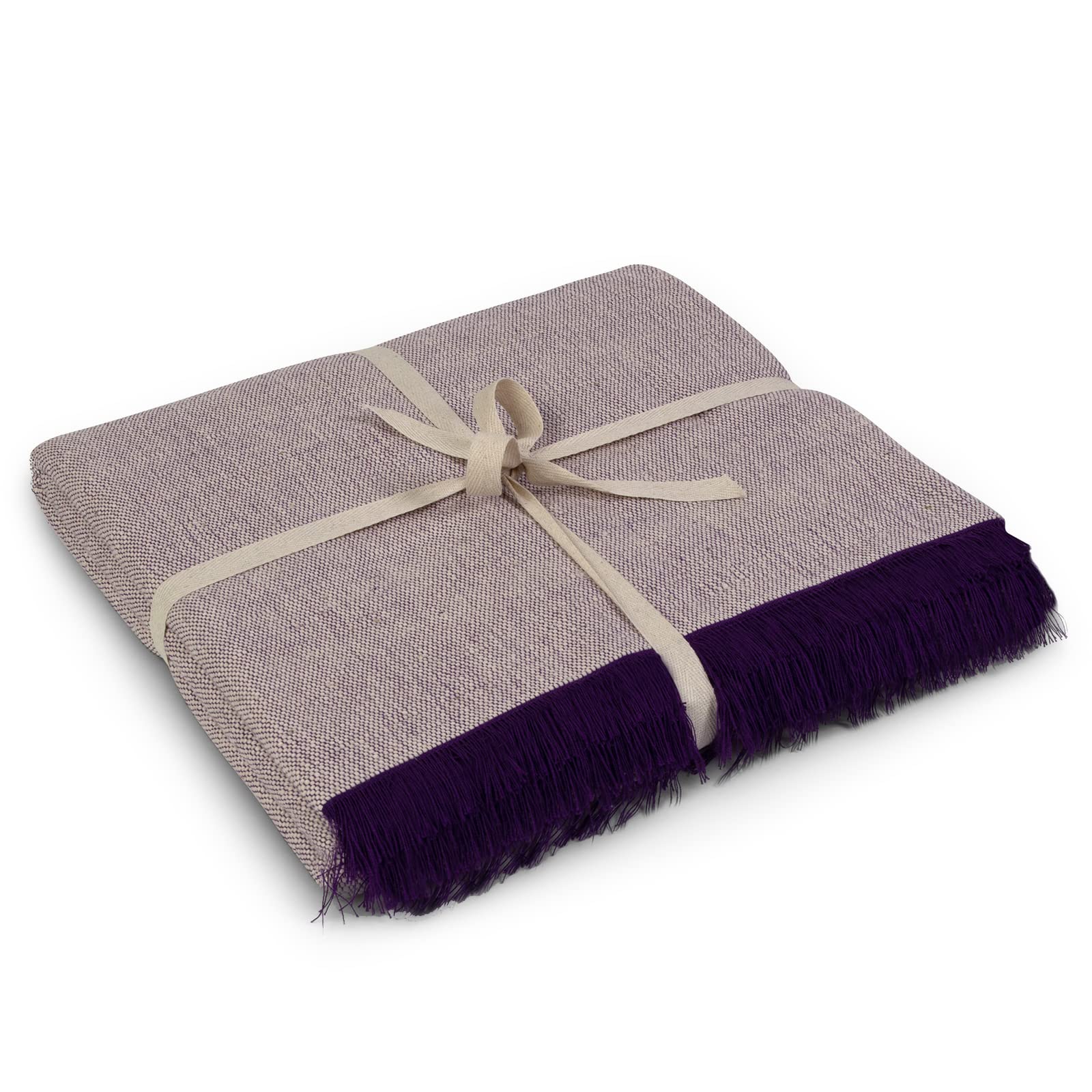 Yoga Studio Two Toned Cotton Yoga Blanket Great for Meditation & Relaxation - 142cm x 205cm (Two Toned - Purple)