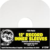 (100) Archival Quality Acid-Free Heavyweight Paper Inner Sleeves for 12" Vinyl Record Albums #12IW