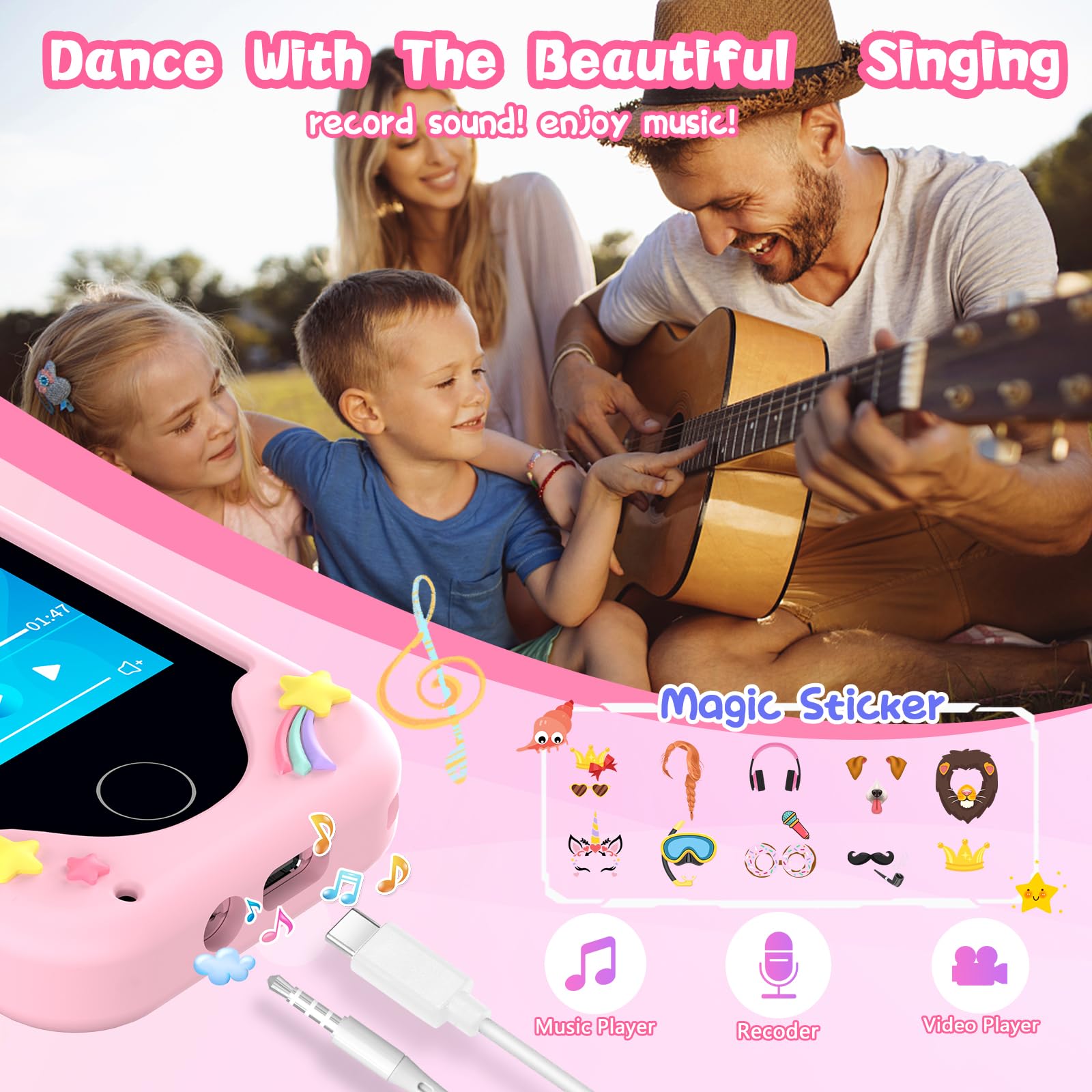 Kids Smart Phone for Girls, Christmas Birthday Gifts for Girls Boys Age 3-10,Kids Gift Toys Cell Phone, Toddler Learning Play Toy Phone with Dual Camera, Game, Music Player