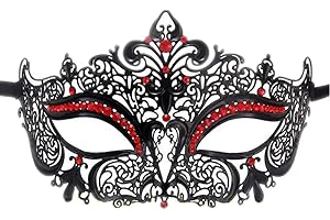 Seglorwy Womens Masquerade Mask Metal Rhinestone Venetian Halloween Christmas Evening Prom Ball Party Mask