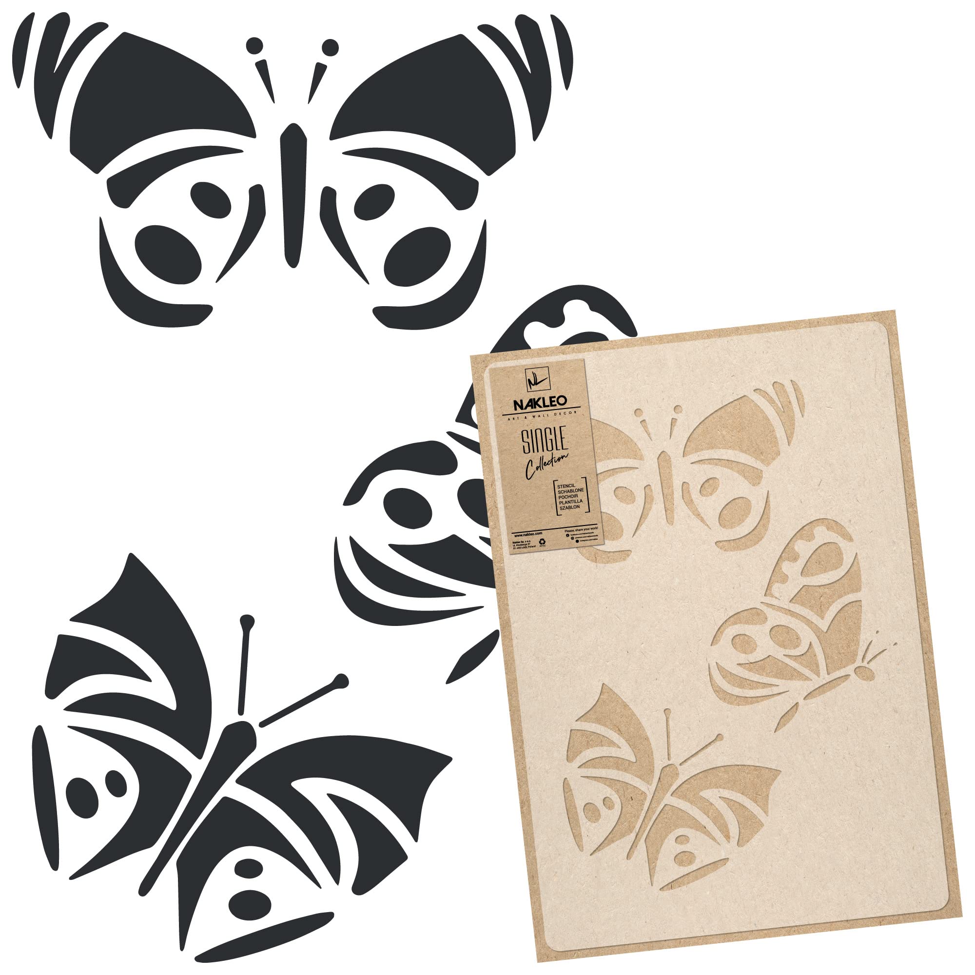 NAKLEO Large Wall Painting Stencil 43x64 cm, Butterfly Meadow Spinnaker Pattern, Reusable Plastic Template, DIY Art and Craft Home Decor, Floor Wood Fabric Furniture