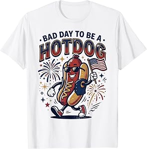 Bad Day to Be a Hotdog Funny 4th of July Kids Men T-Shirt