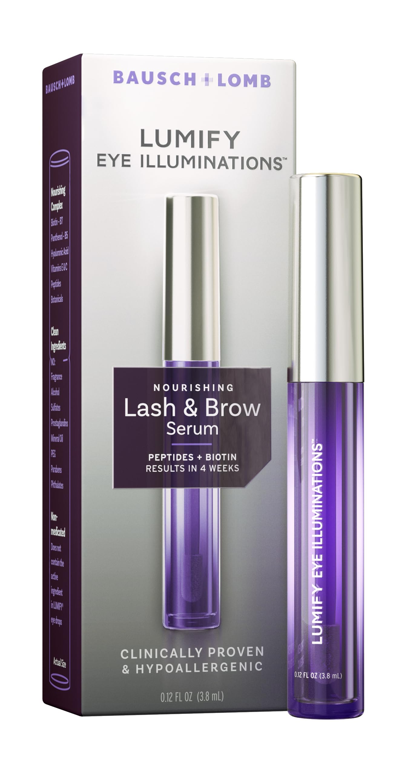 Photo 1 of LUMIFY Eye Illuminations Lash & Brow Serum, Contains Peptides, Biotin & Hyaluronic Acid, Clinically Proven & Hypoallergenic, Contact Lens & Lash Extension Friendly, 3.8mL