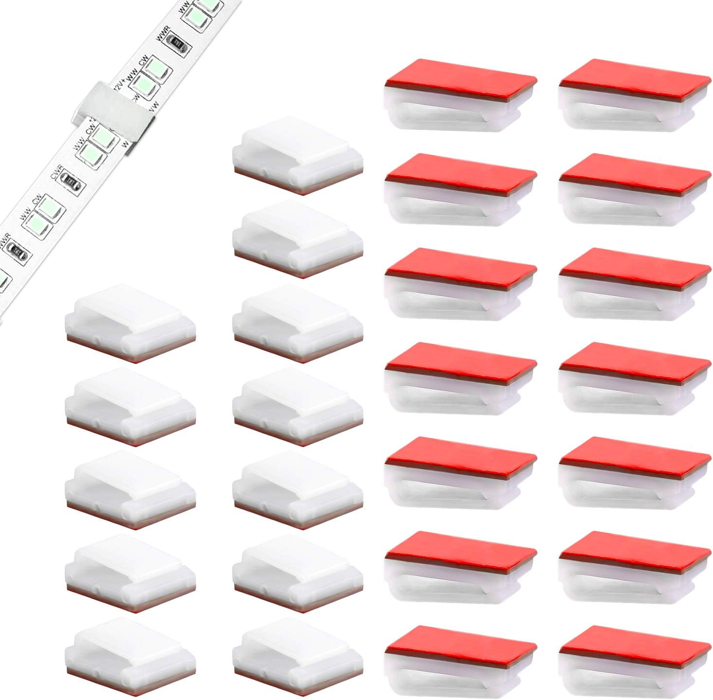 KINBOM 100Pcs Strip Light Mounting Clips Self Adhesive Strip Light