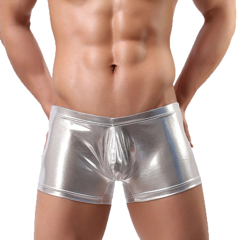 Yodosun Mens Sexy Metallic Micro Low Waist Shorts Body Boxer Brief Swimwear Underwear