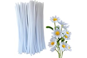 WNYBRIO 300pcs Bulk White Pipe Cleaners Chenille Stems - Soft Craft Supplies for DIY, Flowers, Art, Sensory Play (0.24x12 Inch/6mm x 30cm)