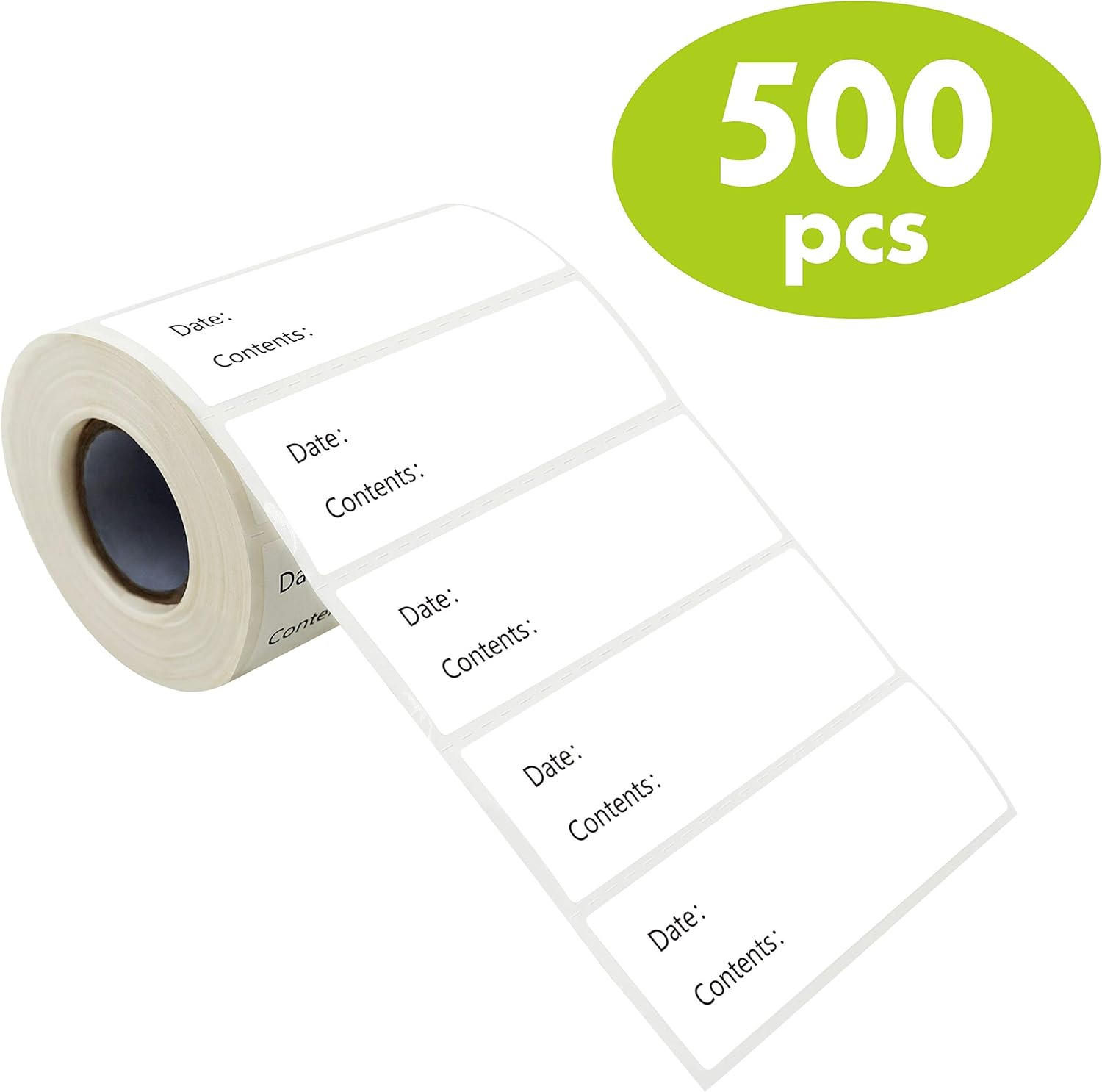 500 Freezer Refrigerator Food Labels Reminder Water Oil Resistant in Roll with Perforation Line, Removable Adhesive (Each measures 1” X 3”) : Office Products