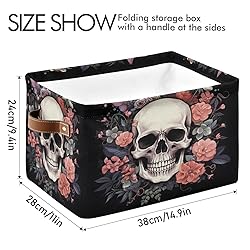 WELLDAY 2PCS Storage Basket Black Rose Skull Large