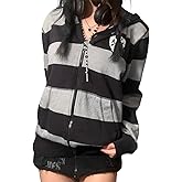 Mtsebmves Women's Zip Up Hoodie Sweatshirt Long Sleeve Oversized Casual 90S Y2K E-Girl Streetwear Grunge Jacket with Pocket