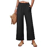 ANRABESS Womens Wide Leg Pants Summer Lounge Elastic Waist Palazzo Pants Lightweight Beach Vacation Trousers with Pockets