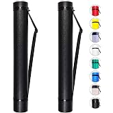 CalPalmy 2-Pack Extendable Poster Tubes Expand from 24.5&rdquo; to 40&rdquo; with Shoulder Strap | Carry Documents, Blueprints, Drawings and Art | Black Portable Durable Round Storage Cases with Lids and Labels