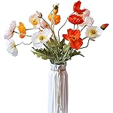 Kainonnan Artificial Flowers 5Pcs Poppies Flowers Artificial Silk Flowers for Home Office Wedding Outdoor Decor (Mixed Colors)