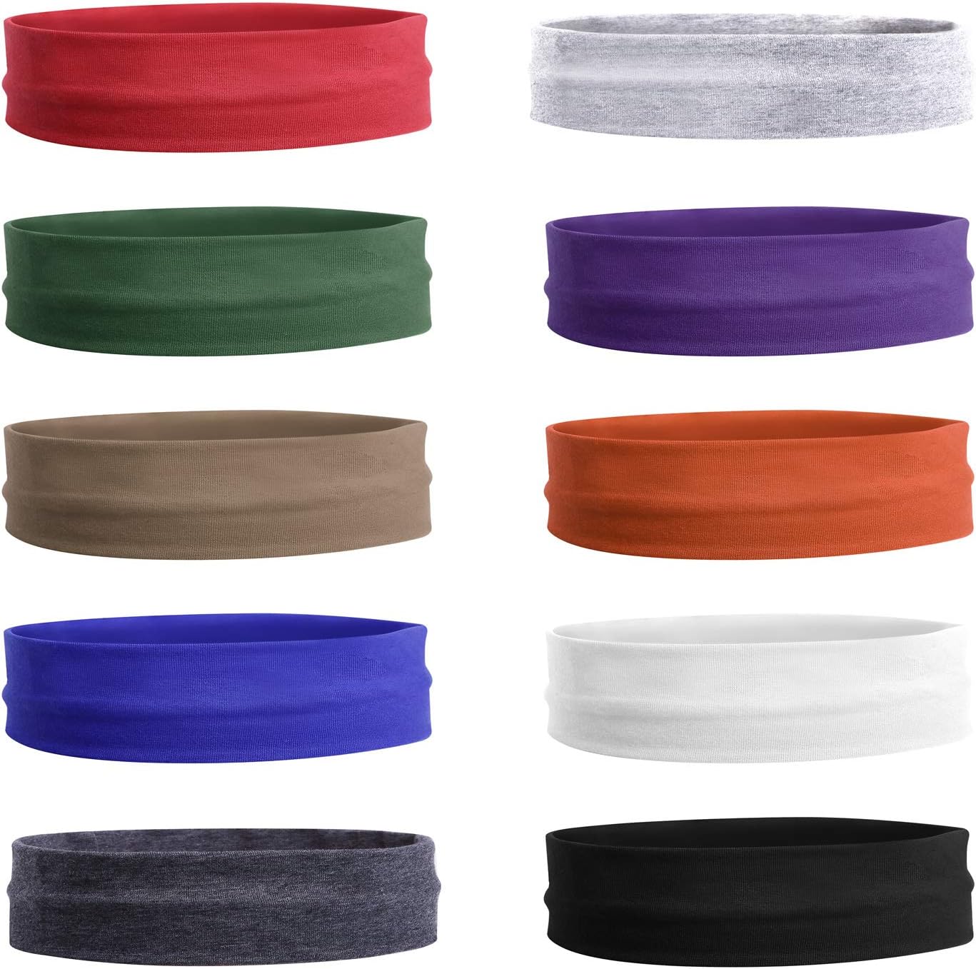 Teemico 10 Pack 3" Cotton Headbands Pack Stretch Elastic Yoga Soft and Stretchy Sports Sweatbands Fashion Headband for Teens Women
