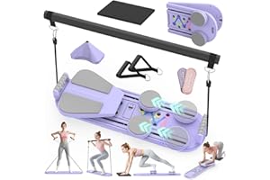 LAZOLLOA Pilates Board Pilates Reformer Set for Women, 7 in 1 Foldable Pilates Equipment with Timer, Portable Pilates Machine for Home Workout, Fitness, Exercise, Ab, Core