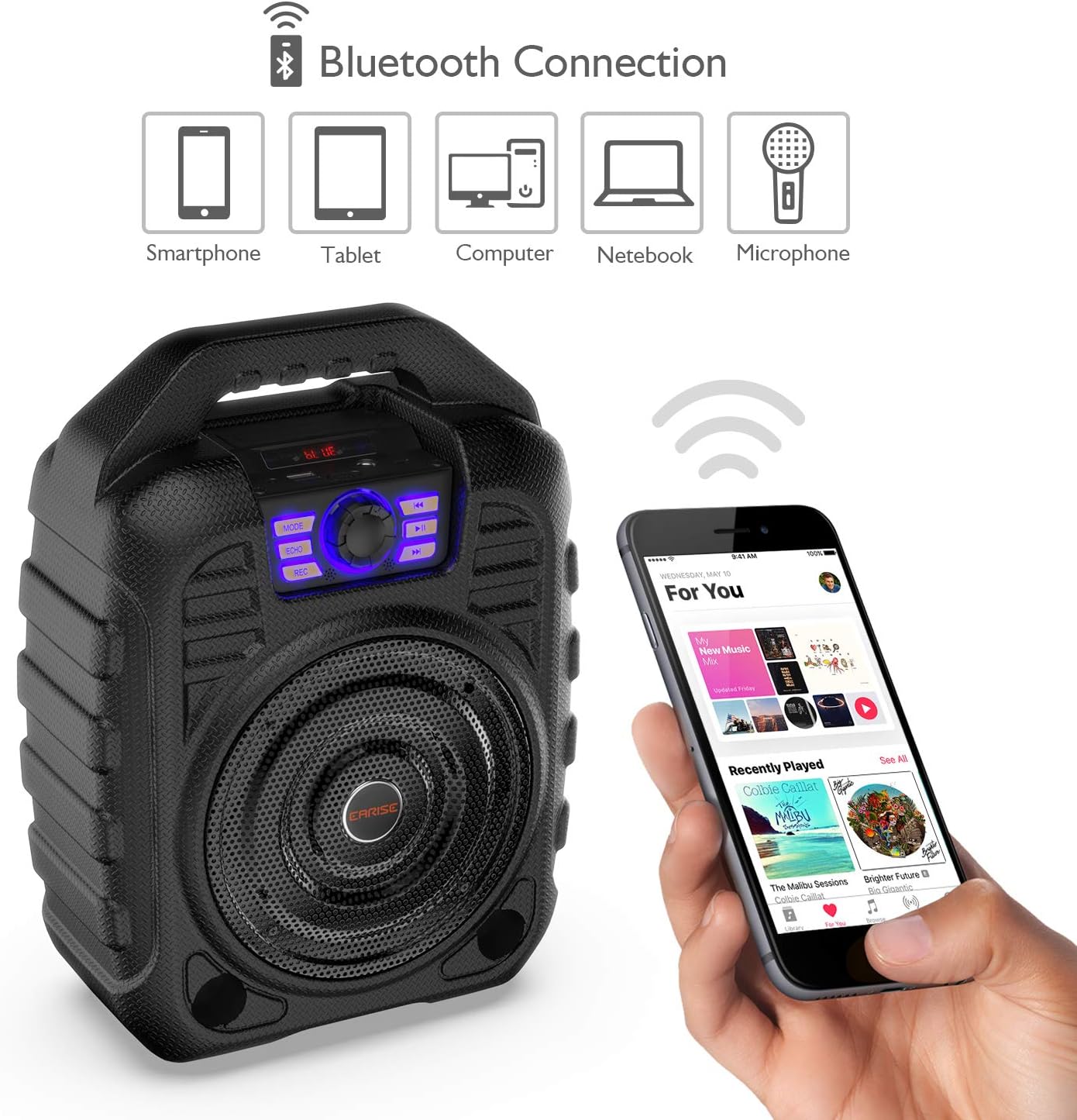 EARISE T26 Portable Karaoke Machine Bluetooth Speaker with Wireless