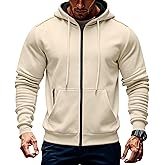 TRFIC Mens Fleece Hooded Sweatshirt Winter Full Zip Jackets Long Sleeve Outerwear with Multi Pockets