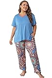 Vozanet Women's Pajama Sets Short Sleeve with Long