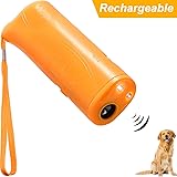 Maxdot Rechargeable LED Ultrasonic Dog Repeller Anti Barking Stop 3 in 1 Device Ultrasonic Dog Training, Yellow (Rechargeable)