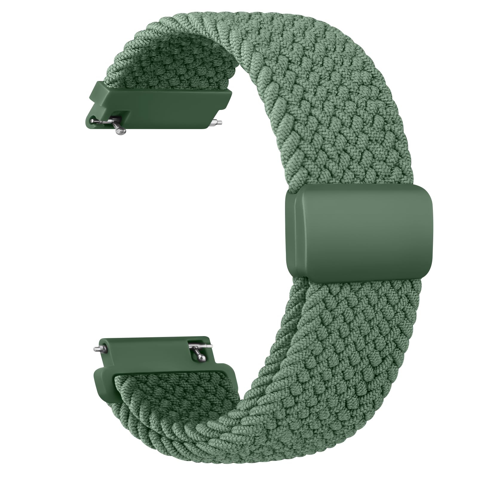 Braided Stretchy Nylon Strap Compatible With Garmin Vivoactive 4, Venu 2/3, Forerunner 255 (Green)