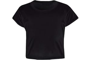 Loxdonz Girls Basic Dance Crop Top Kids Plain Short Sleeve Crop T-Shirt Tees Top