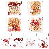 Valentine Treat Bags, 150 PCS Valentines Cellophane Treat Bags, Valentines Goodie Bag, Self-Sealing Plastic Clear Candy Cookie Gift Ziplock Bag for Valentine's Day Holiday Party Favor Supplies