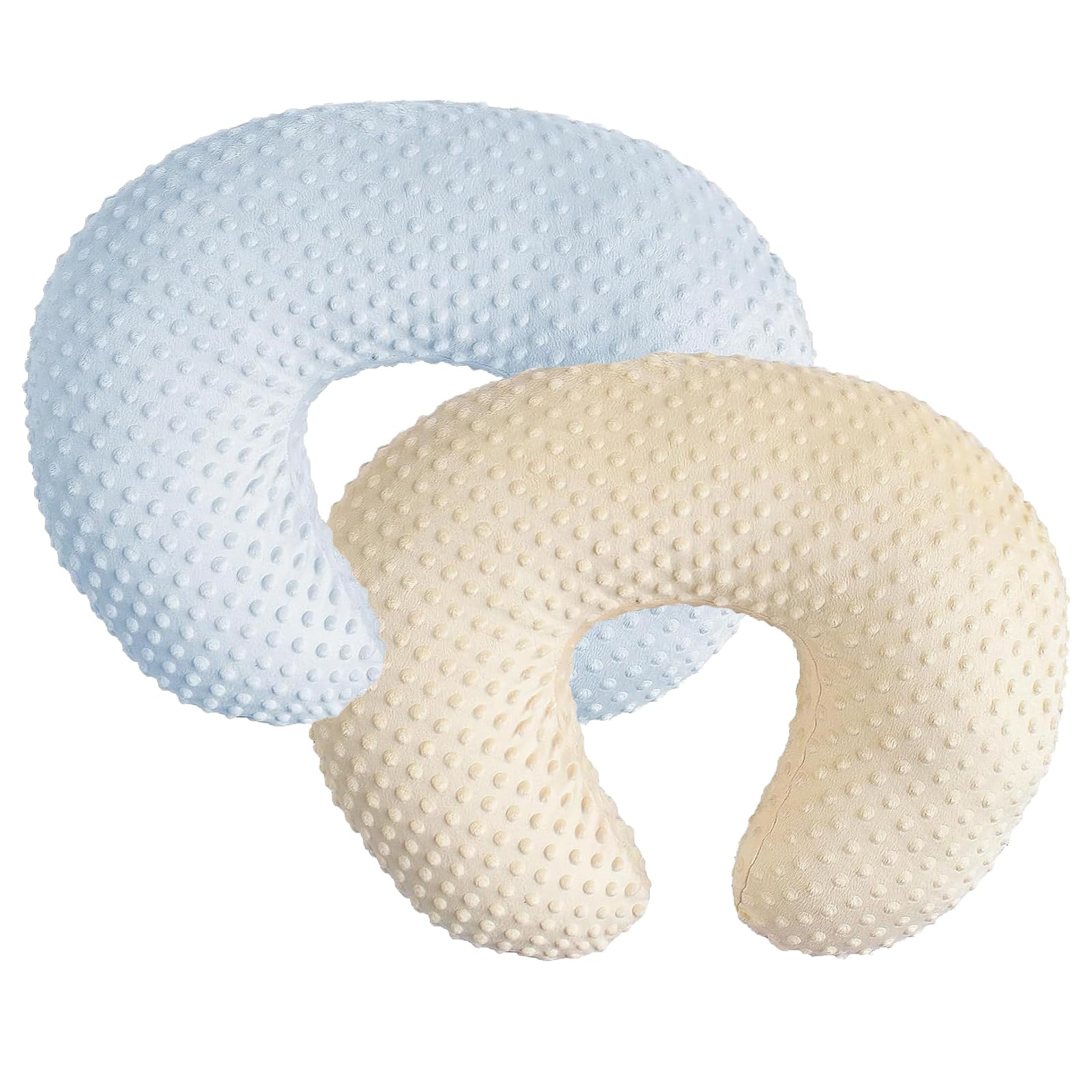 iEvolve Baby Nursing Pillow Cover Breast Feeding Pillow Cover Slipcover U Shape for Baby Boy Girl,Cover Only(BabyBlue&Lightbeige, pack of 2)