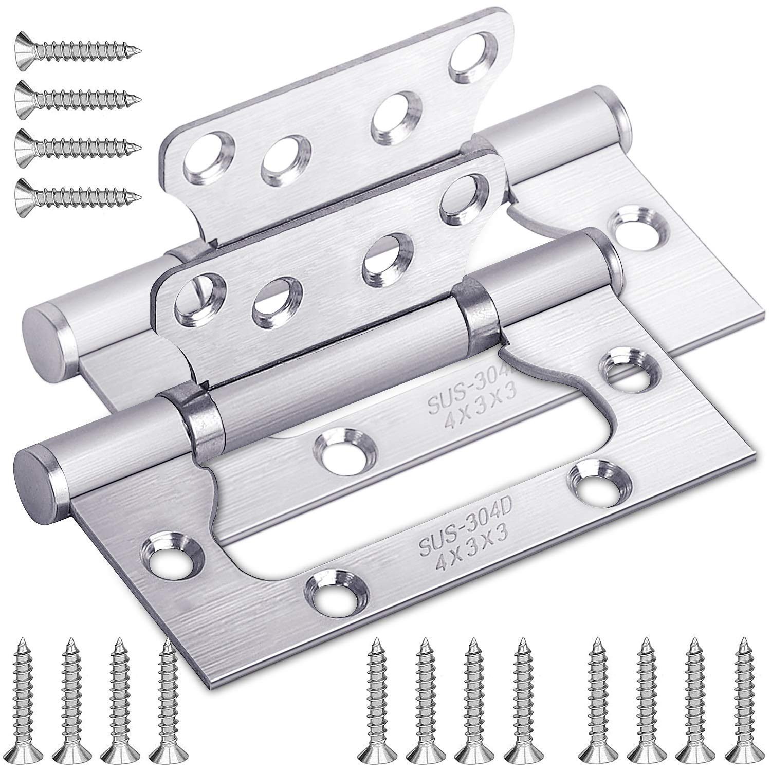 YYUWEI Door Hinges 304 Stainless Steel Ball Bearing Mute Hinges for Home Furniture Hardware Door Hinge with Screws