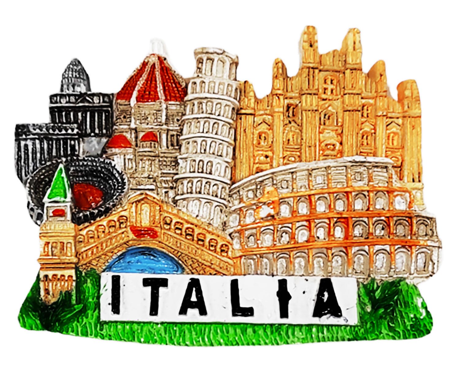 3D Resin Fridge Magnet Italy Monuments Souvenir Gift Home Kitchen Collectible 7 x 6 cm (60453)