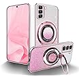 MRRSIWEI Clear Glitter Magnetic Case for Infinix Hot 50 5G, Luxury Plating Bling Sparkle Gradient with Kickstand for Women Girl Phone Case for Infinix Hot 50 5G 6.7"-Sparkle Pink