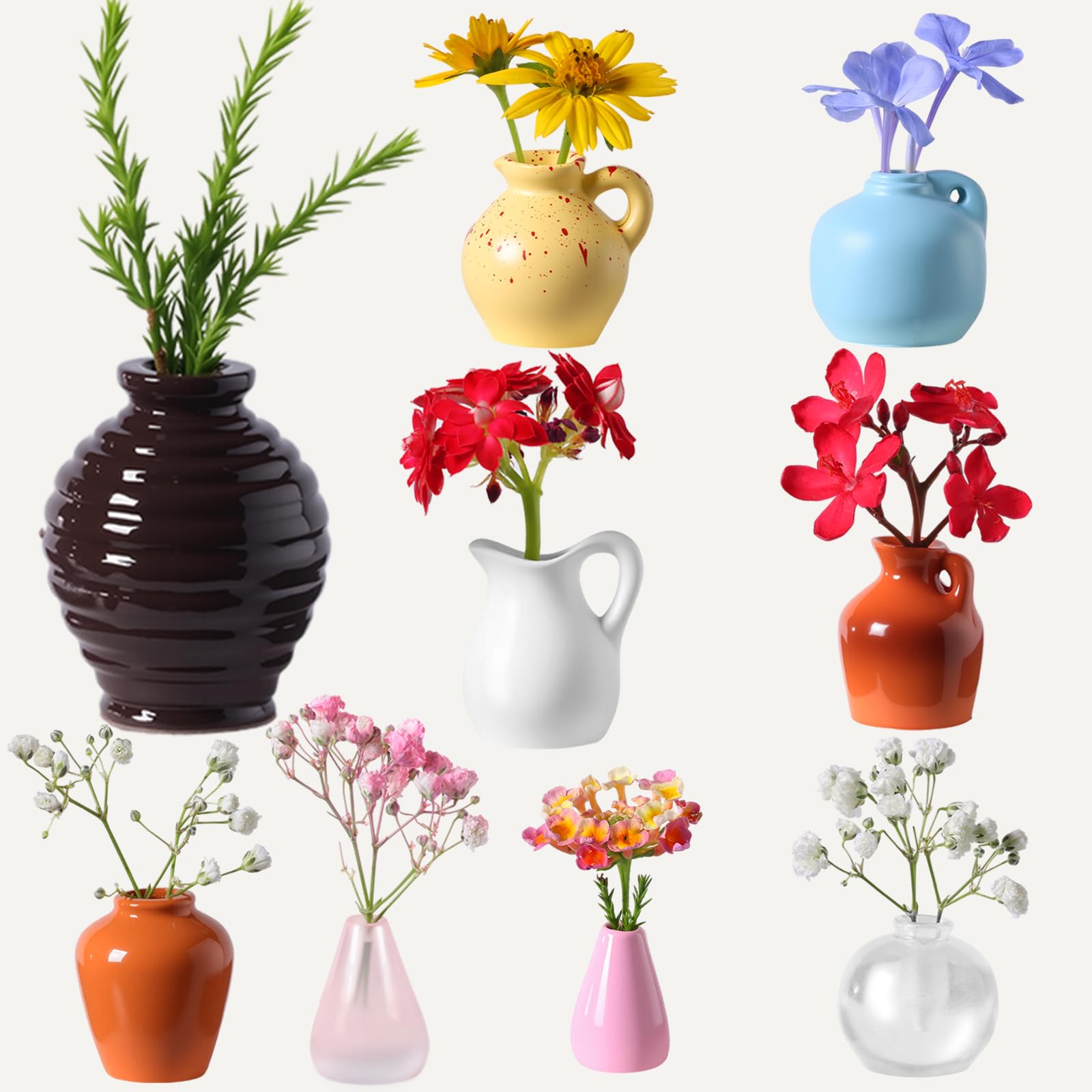 Photo 1 of ****NO FLOWERS INCLUDED***** 7 Pack Mini Vase Magnets for Fridge,Cute Ceramic Magnets for Refrigerator,DIY Funny Tiny Plant Vase Fridge Magnet for Kitchen Office Locker Decoration