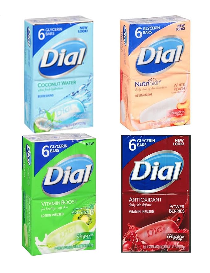 Dial Glycerin Bar Soap 6Count Variety Bundle Coconut