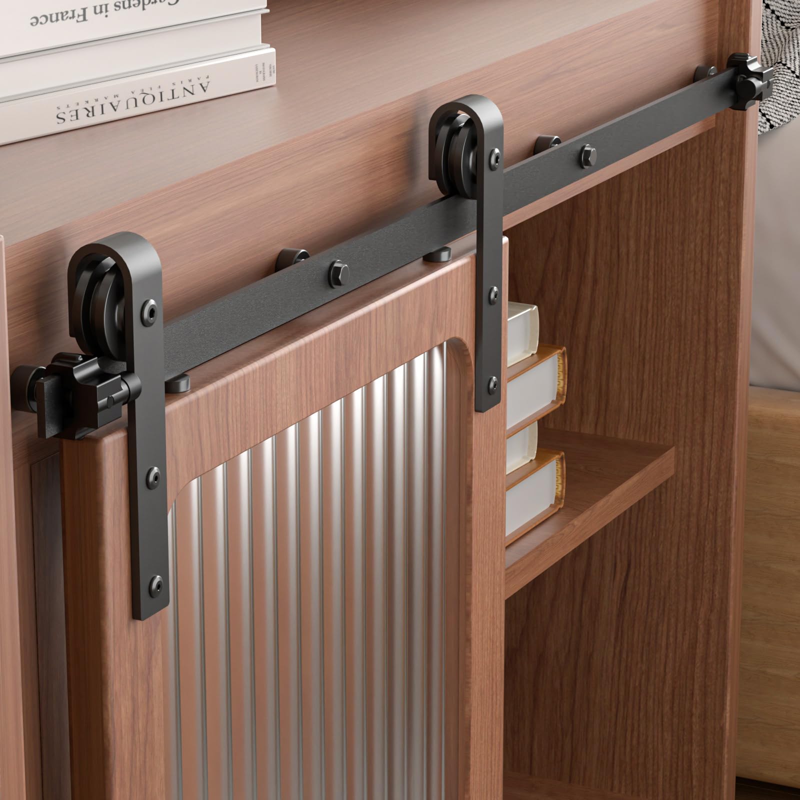 BONIKLUBA BNM04SFS 4FT/122cm Mini Sliding Door Rail for TV Door Single Door Wardrobe Small Wardrobe (No Wardrobe Door)